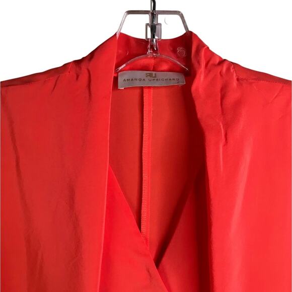Amanda Uprichard Silk Blouse Wms Size P Orange Sleeveless Drape Front Modern lux - Picture 2 of 7